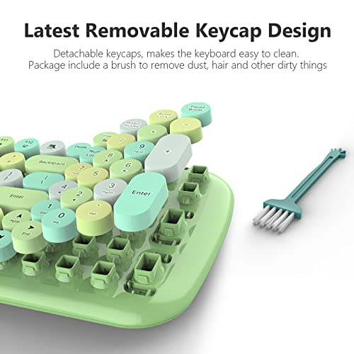 MOWUX Wireless Keyboard and Mouse Combo, MOWUX - Modern Compact Layout, Colorful Compact Candy Mouse and Retro Round Keyboard Set with Cover, for PC/Laptop/Windows/Mac - Green Colorful - Image 5