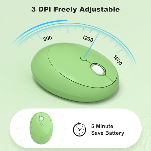 MOWUX Wireless Keyboard and Mouse Combo, MOWUX - Modern Compact Layout, Colorful Compact Candy Mouse and Retro Round Keyboard Set with Cover, for PC/Laptop/Windows/Mac - Green Colorful - Image 3