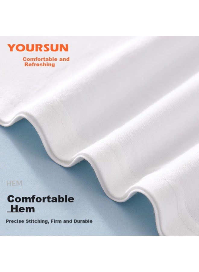 Your Sun Comfortable And Cool 100% Cotton Men's T-shirt Men's Ribbed Base Sweatshirt Loose Casual Sports Round Neck Short Sleeve Two-pack - Image 5