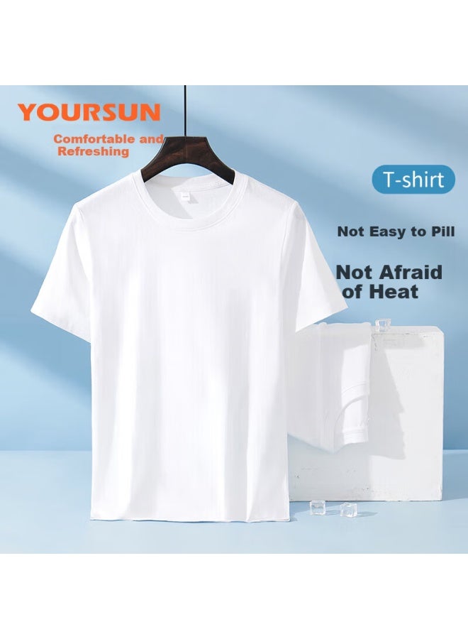 Your Sun Comfortable And Cool 100% Cotton Men's T-shirt Men's Ribbed Base Sweatshirt Loose Casual Sports Round Neck Short Sleeve Two-pack - Image 3