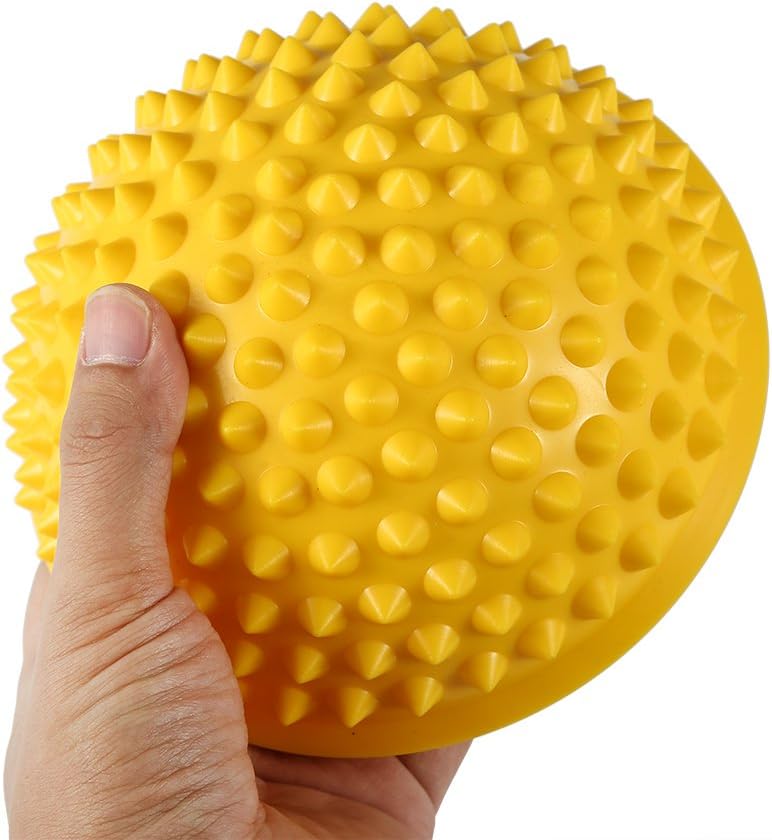 ANGGREK Half Round PVC Massage Ball Balance Dome Yoga Balls Fitness Exercise Gym Massager Body Rolling Pods Spiky Foot Wakers 5 Colors Yellow - Image 4