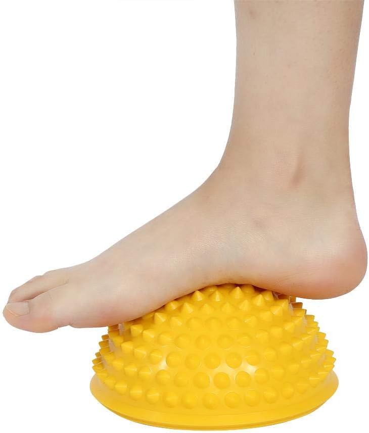 ANGGREK Half Round PVC Massage Ball Balance Dome Yoga Balls Fitness Exercise Gym Massager Body Rolling Pods Spiky Foot Wakers 5 Colors Yellow - Image 5