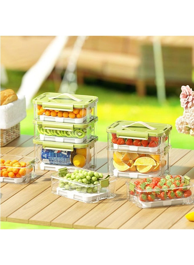 2 Pack Glass Food Storage Containers with Lids，Reusable Meal Prep Container， Stackable Fridge Organizer Box Airtight Food Storage Containers Keep Fruits Vegetables(1000ML+2000ML)