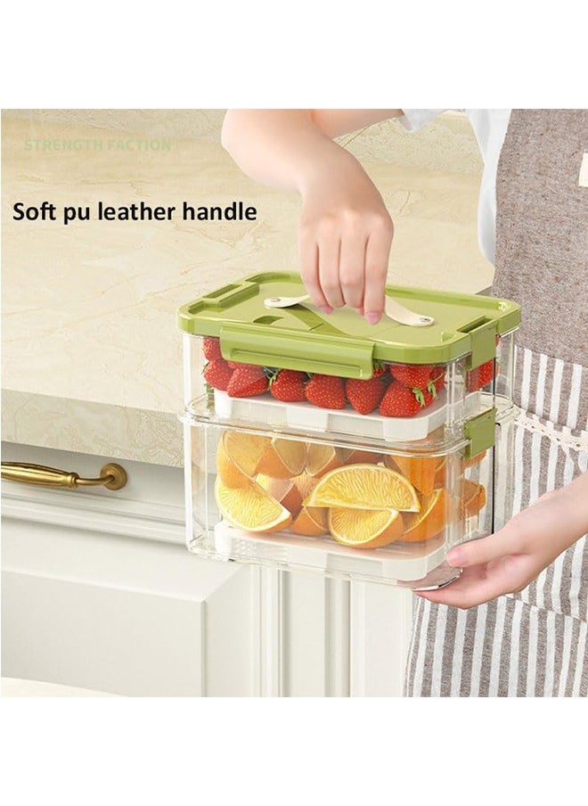 2 Pack Glass Food Storage Containers with Lids，Reusable Meal Prep Container， Stackable Fridge Organizer Box Airtight Food Storage Containers Keep Fruits Vegetables(1000ML+2000ML)