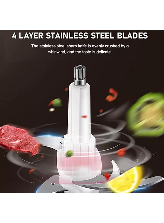 مايست مفرمة لحم كهربائية سعة 2 لتر، قوة 200 وات، محضرة طعام متعددة الوظائف من الفولاذ المقاوم للصدأ للحوم والخضروات والفواكه والمكسرات، مع تحكم بسرعتين لمطبخ المنزل والمطاعم - Image 4