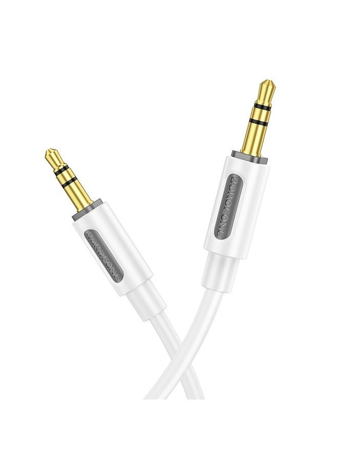 بوروفون كابل صوت AUX من Borofone (3.5 ملم) - مضاد للتشابك - أبيض