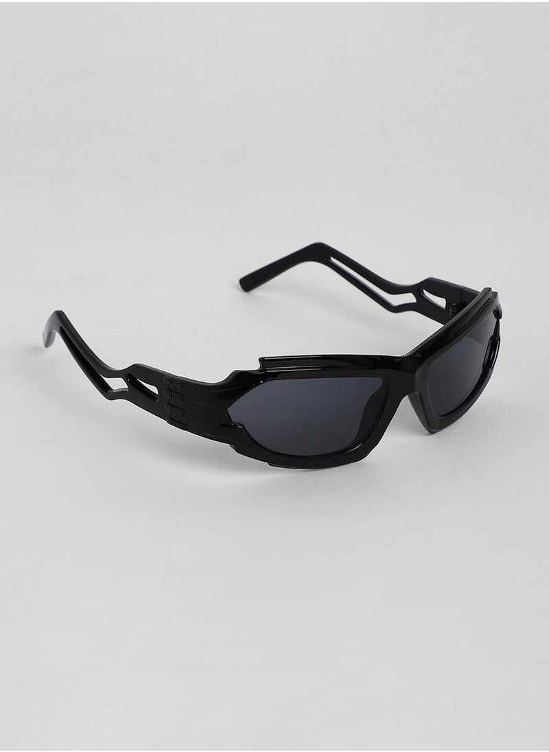 Haute Sauce The Aspen Wrap Sunglasses - Onyx Black  - Image 5