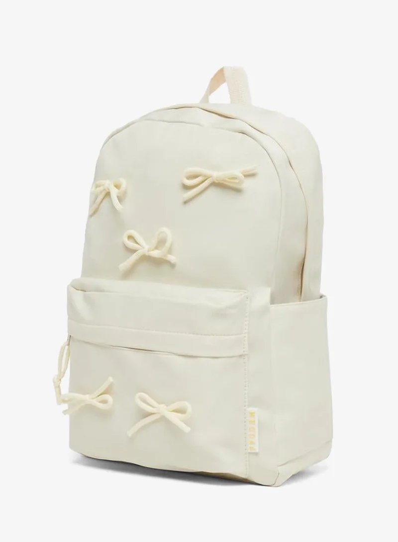 Styli Styli Girls Beige Bow Accent Backpack 30x10x40cm