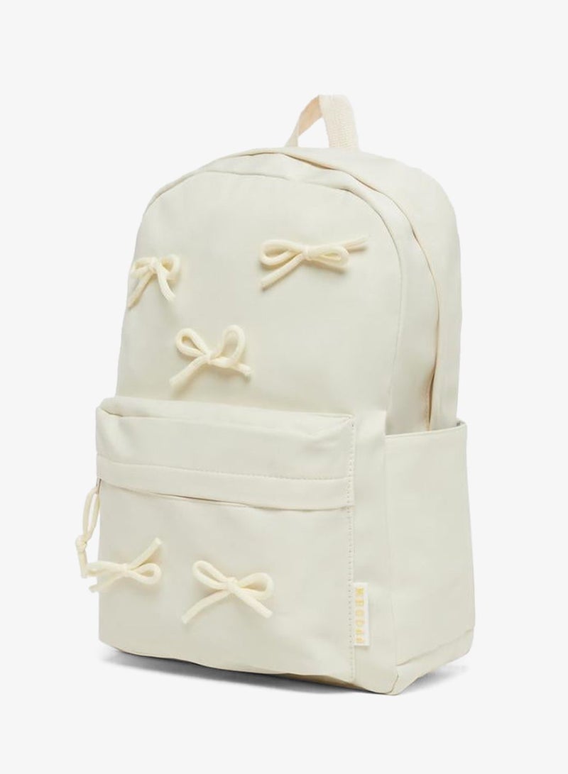 Styli Girls Beige Bow Accent Backpack 30x10x40cm - Image 1