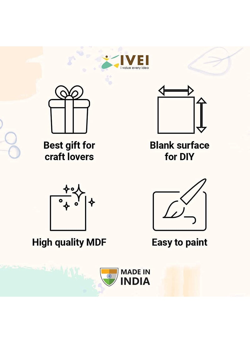 IVEI - IVEI MDF Recycled Wood Plain Photo Frame Set of 2 DIY Activity DoitYourself Decoupage Brown 85 Inches - Image 1