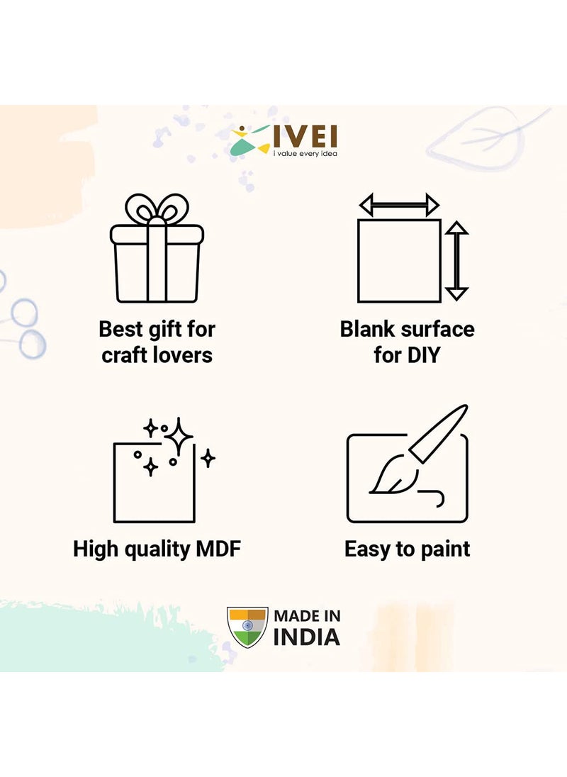 IVEI - IVEI MDF Recycled Wood Plain Photo Frame Set of 2 DIY Activity DoitYourself Decoupage Brown 85 Inches - Image 1