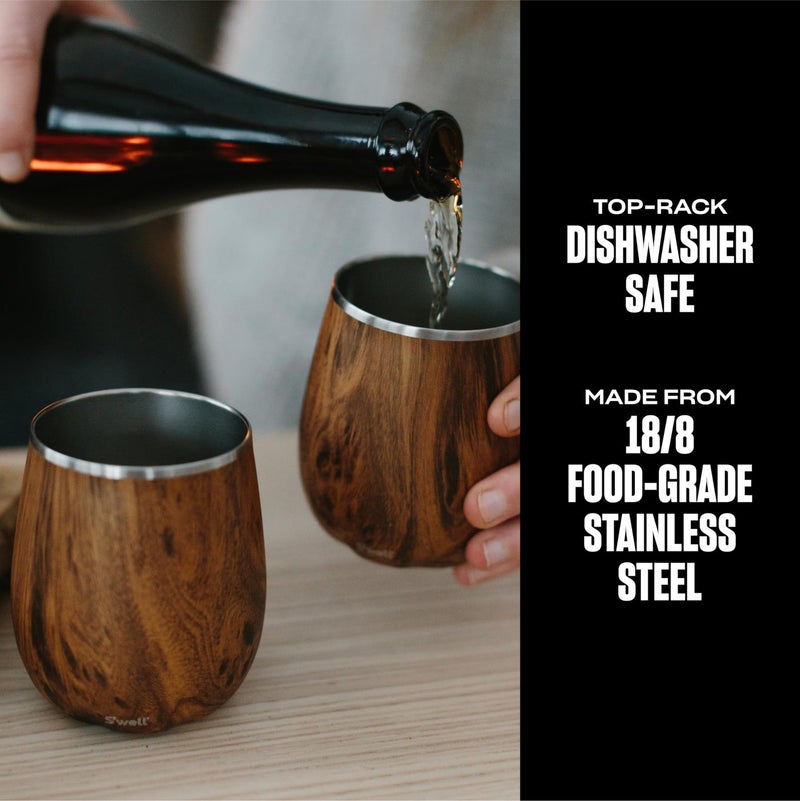 S'well Stainless Steel Wine Tumbler, 9oz, Teakwood, Triple Layered Vacuum Insulated Container Keeps Drinks Colder for Longer, BPA Free Barware - Image 3