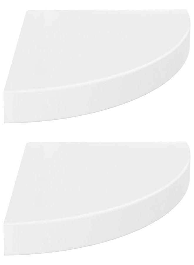 vidaXL Floating Corner Shelves 2 pcs High Gloss White 13.8"x13.8"x1.5" MDF - Image 1