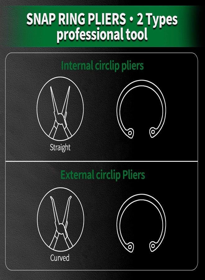 SPEEDWOX 2 Pcs Snap Ring Pliers Set, Tip Diameter 0.06 Inch, 5-Inch Internal Circlip Pliers Kit, Retaining Ring Pliers, Straight and Curved Jaws for Ring Remover Retaining - Image 5