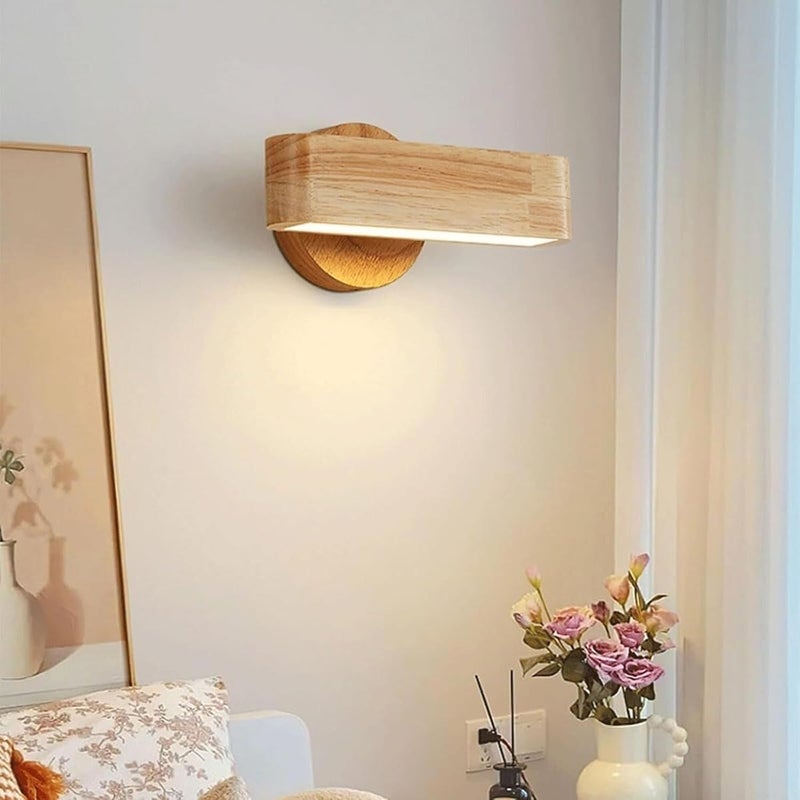 Vintage wooden interior wall lamp, bathroom vanity, modern lighting fixture, bedroom bedside lighting  brown - Image 5