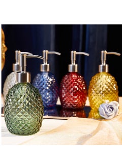 SYOSI Glass Soap Dispenser with Pump 12oz Clear Dish Soap Hand Soap Laundry Soap Lotion Dispenser, Refillable Liquid Dispenser for Bathroom Kitchen Shower Green  - Image 2