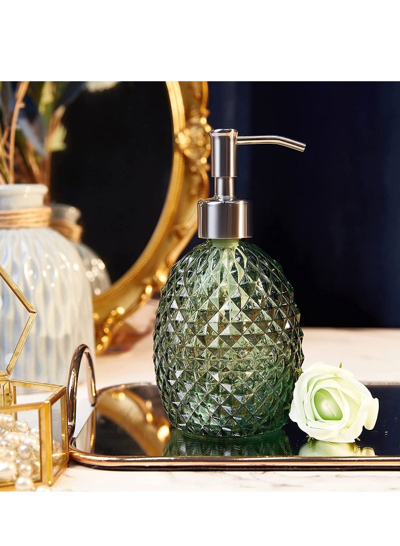 SYOSI Glass Soap Dispenser with Pump 12oz Clear Dish Soap Hand Soap Laundry Soap Lotion Dispenser, Refillable Liquid Dispenser for Bathroom Kitchen Shower Green  - Image 4
