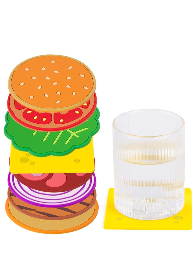 SYOSI Burger Coasters Set of 8, Novelty Bar Coasters for Drinks, 3.5 inch Non Slip Hamburger Coasters for Table, Tabletop Protection, Heat Insulation, Cup Coasters for Drinks, Desk Coaster - Image 5