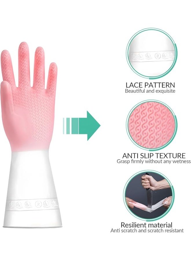 Hugifts Dishwashing Gloves, Reusable Cleaning Dish Gloves, Non Slip Grip for Kitchen and Household - Image 2
