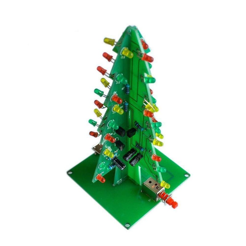 DIY 3D Christmas Tree LED Kit With Red Green Yellow RGB Flashing Lights Electronic Circuit Fun Suite - Image 1