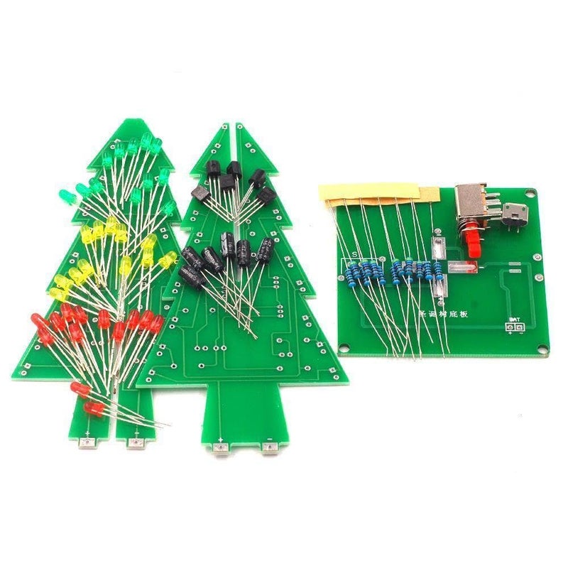DIY 3D Christmas Tree LED Kit With Red Green Yellow RGB Flashing Lights Electronic Circuit Fun Suite - Image 2