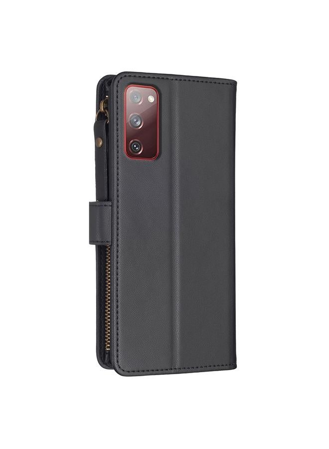 اس-توب جراب لهاتف Samsung Galaxy S20 FE مزود بـ 9 فتحات للبطاقات وسحاب ومحفظة جلدية قابلة للطي - Image 3