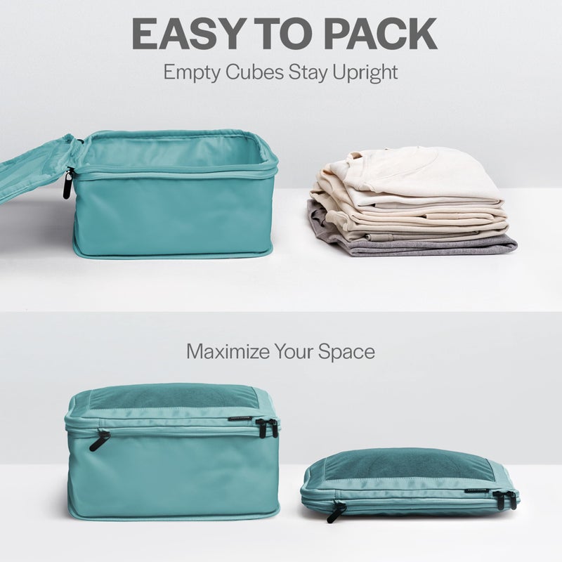 Aerotrunk Compression Packing Cubes for Travel - Luggage Organizer Bags - Double Zipper Packing Cubes for Suitcases (4-Pack, Teal) - Image 5