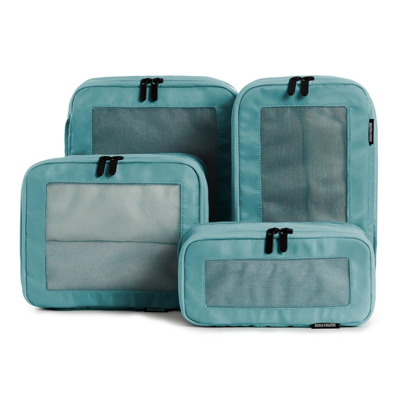 Aerotrunk Compression Packing Cubes for Travel - Luggage Organizer Bags - Double Zipper Packing Cubes for Suitcases (4-Pack, Teal) - Image 1