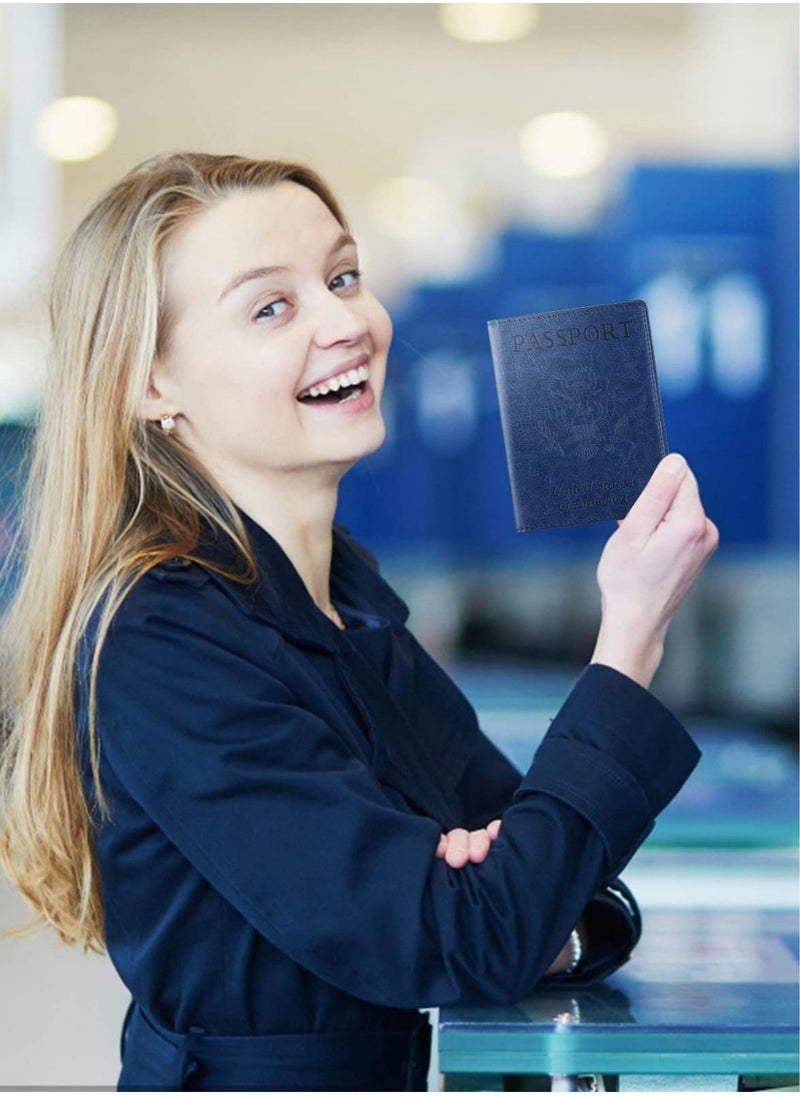 Excefore - Passport Card Holder, PU Leather Passport Holder with Vaccine Card Slot, Waterproof, Passport Cover Case Protector for Women Men - Image 1