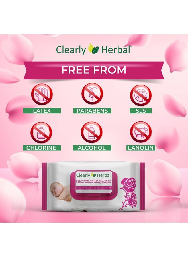 Clearly Herbal مناديل الأطفال اللطيفة بماء الورد (72 قطعة × 4 عبوات = 288 منديل) - Image 2