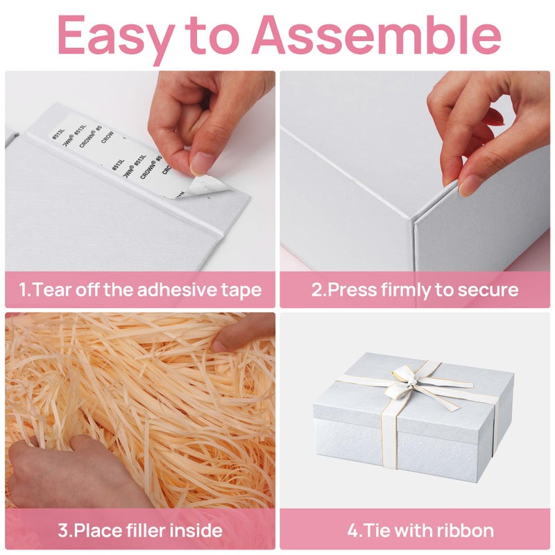 JOYIT White Gift Box 16.5''x13''x5.5'' - Large Gift Boxes with Lid for Presents Packaging, Birthday, Christmas, Wedding, Anniversary, Big Gift Box with Ribbon, Shred Filler, Card, Wax Seal (White) - Image 4