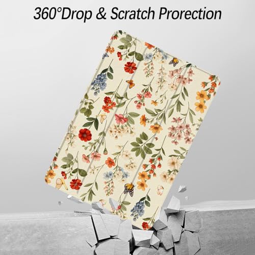 Xkladz Case for iPad 9th / 8th / 7th Generation (2021/2020/2019) 10.2 inch, Case with Pencil Holder, Stand Clear Back Cover Cute Cool Design for Women Girls, Auto Sleep/Wake, Wildflower B - Image 3