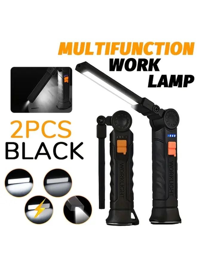 2pcs COB Multifunctional Work Light USB Rechargeable Adjustable Flashlight Magnetic - Image 1