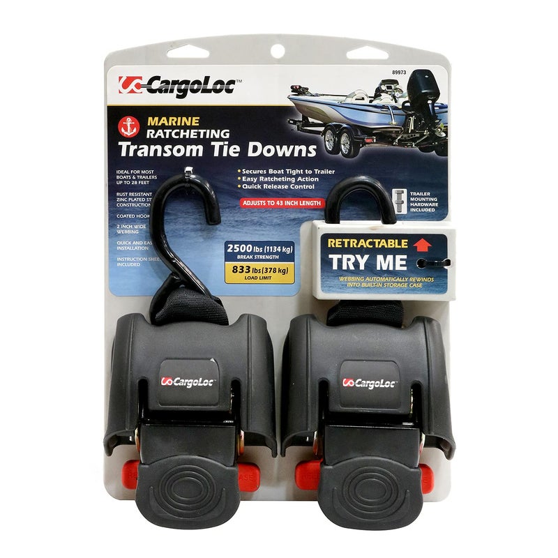 Cargoloc 89973 Retractable Transom Tie-Down  2 Piece  One Size  Multi - Image 1