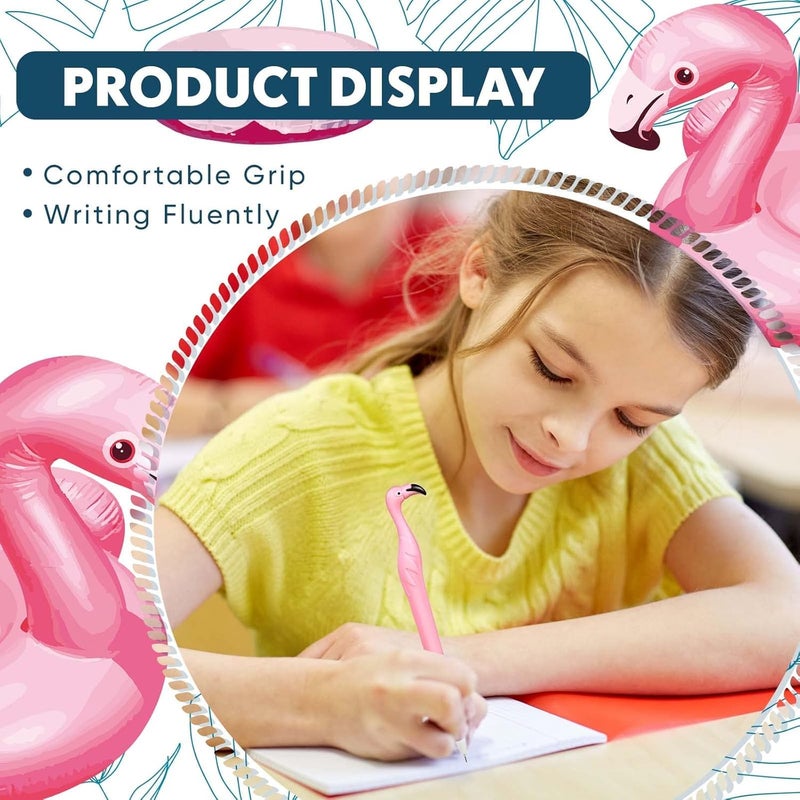 Luckam 18 Pieces Cute Pink Flamingo Pens Gift Creative Flamingo Pen Novelty Plastic Rubber Ballpoint Pens Black Ink 0.5 mm for Child Teacher Student Party Favors School Supplies - Image 5