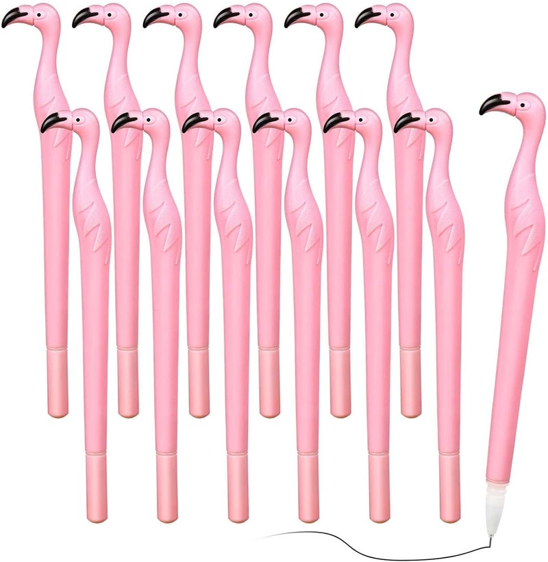 Luckam 18 Pieces Cute Pink Flamingo Pens Gift Creative Flamingo Pen Novelty Plastic Rubber Ballpoint Pens Black Ink 0.5 mm for Child Teacher Student Party Favors School Supplies - Image 1