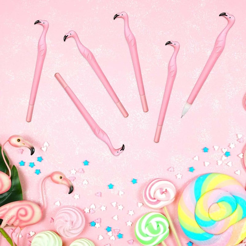 Luckam 18 Pieces Cute Pink Flamingo Pens Gift Creative Flamingo Pen Novelty Plastic Rubber Ballpoint Pens Black Ink 0.5 mm for Child Teacher Student Party Favors School Supplies - Image 4