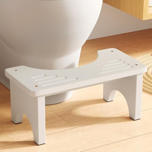 Uaniar White Wooden Poop Stool Adult Bamboo Toilet Stool Squat Wood Squatting Potty for Adults Sturdy Toilet Foot Pooping for Bathroom White - Image 1