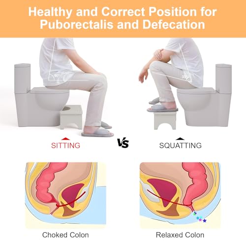 Uaniar White Wooden Poop Stool Adult Bamboo Toilet Stool Squat Wood Squatting Potty for Adults Sturdy Toilet Foot Pooping for Bathroom White - Image 3