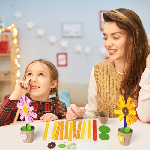 WATINC Foldable Flower Paper Pot Craft Kits - Make Your Back to School Standing Flowers Gift Crafts Decorations, Fun DIY Decor Home School Classroom Art Activities for Mom Kids (24Pcs) - Image 5