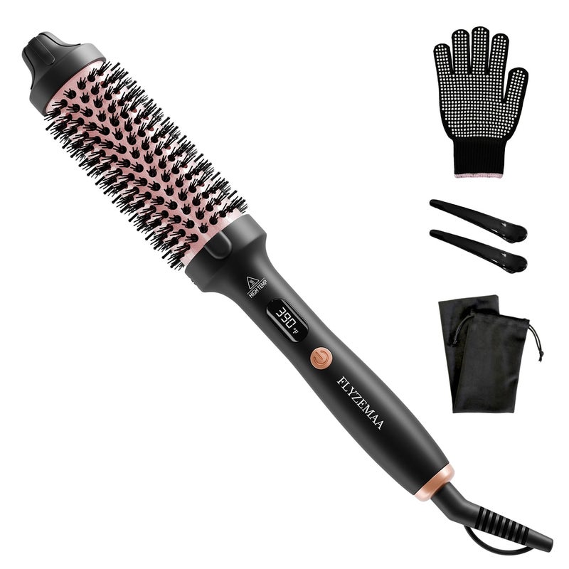 FLYZEMAA Thermal Brush, 1 1/2 inch Heated Round Brush with 3 Temperature Settings, Easy to Create Blowout Look, Pouch and Dual Voltage for Travel - Image 1