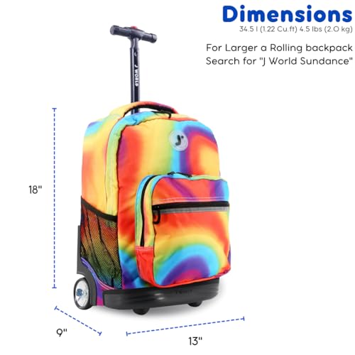 J World New York J World Sunrise Kids Rolling Backpack for Girls Boys. Roller Bookbag With Wheels For School, Heat - Image 4