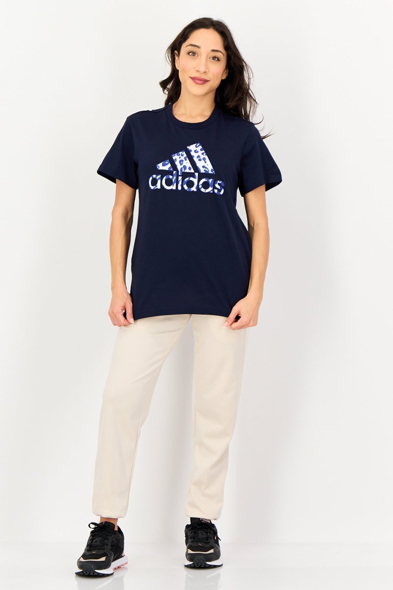 Adidas Women Sportswear Fit Short Sleeve Outdoor T-Shirt, Navy - Image 4
