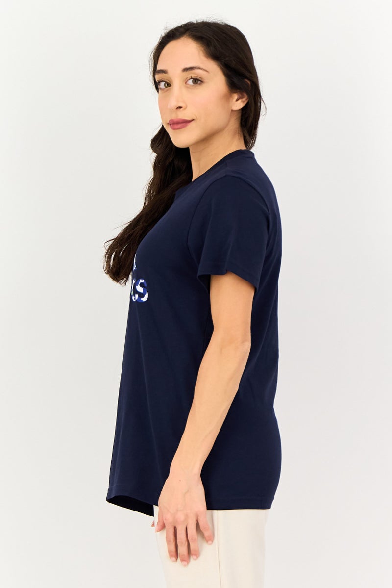 Adidas Women Sportswear Fit Short Sleeve Outdoor T-Shirt, Navy - Image 2