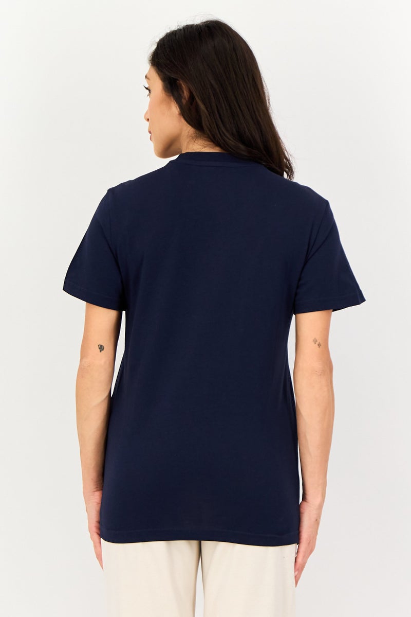 Adidas Women Sportswear Fit Short Sleeve Outdoor T-Shirt, Navy - Image 3