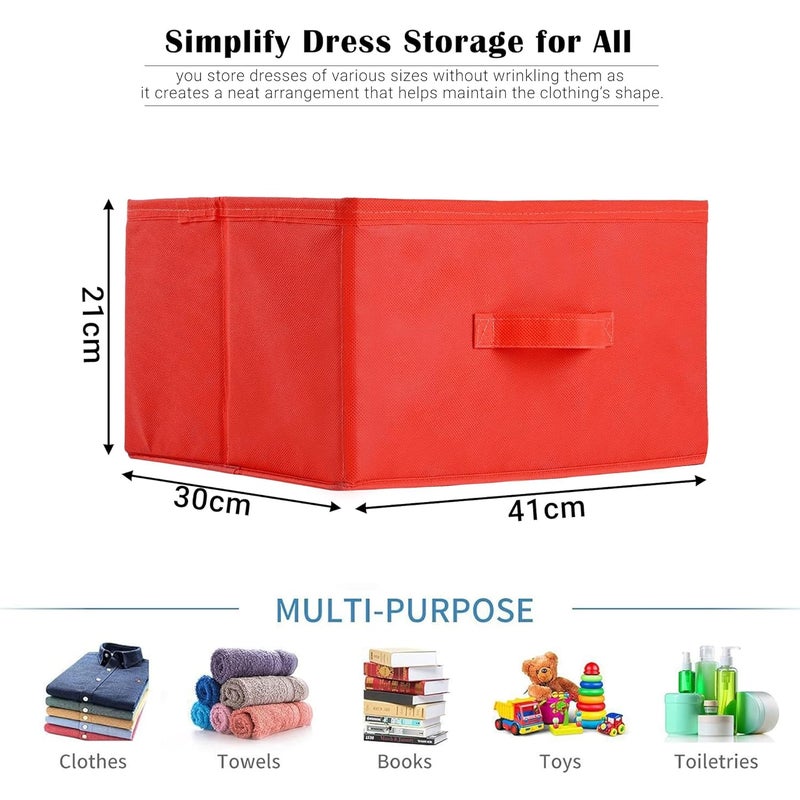 Kuber Industries Pack of 3 Rectangle Foldable Multipurpose Wardrobe Storage Organizer for Home CupboardCloset Organiser Storage Box for Clothes Toys Red Pink Reliance Green - Image 3