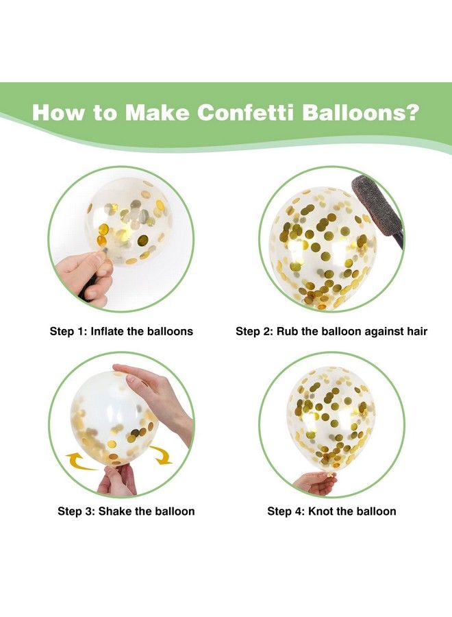 RUBFAC 65 Pcs 12 Inches Sage Green Gold Confetti Balloons Kit Green Gold Sand White Party Balloons With Ribbons For Birthday Wedding Baby Shower Graduation Eucalyptus Party Decorations - Image 5