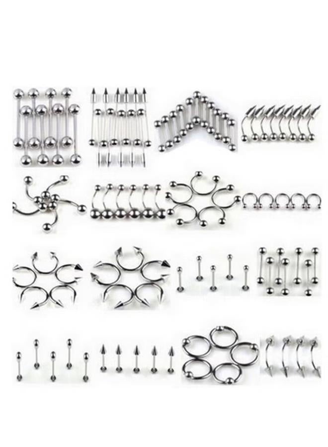 85pcs Body Jewelry Piercing Lot Stainless Steel Nose Horseshoe Lip Tongue Eyebrow Tragus Body - Image 1
