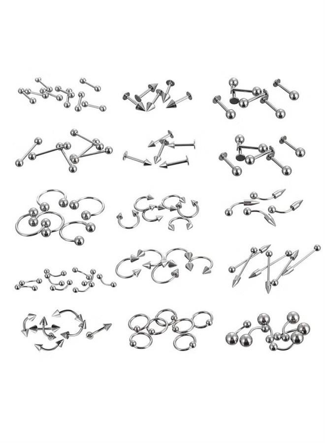 85pcs Body Jewelry Piercing Lot Stainless Steel Nose Horseshoe Lip Tongue Eyebrow Tragus Body - Image 2