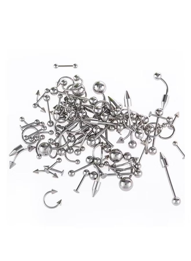 85pcs Body Jewelry Piercing Lot Stainless Steel Nose Horseshoe Lip Tongue Eyebrow Tragus Body - Image 3